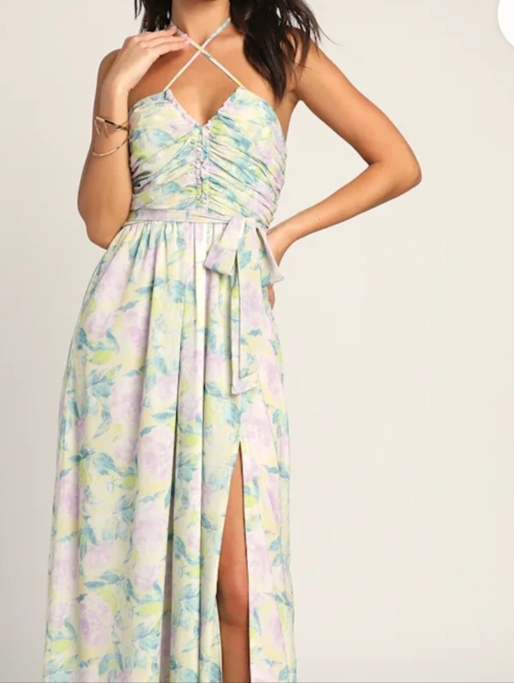 Lulu's Floral Halter Top Maxi Dress